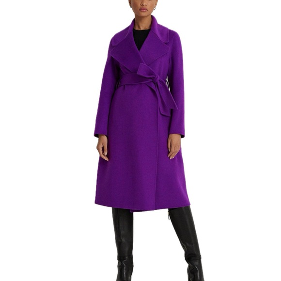 NWT LAUREN RALPH LAUREN
Belted Wool-Blend Wrap Coat in Purple - Picture 5 of 12
